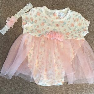 Floral Baby Onesie with Pink and Blue Accents